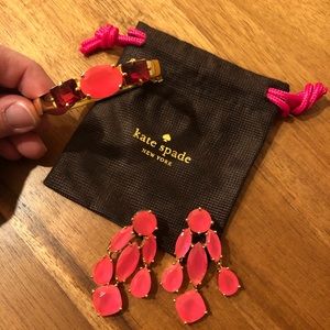 Kate Spade pink earrings and bracelet set.